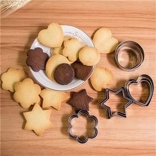 0813 Cookie Cutter Stainless Steel Cookie Cutter with Shape Heart Round Star and Flower (12 Pieces) - SkyShopy 0813 Cookie Cutter Stainless Steel Cookie Cutter with Shape Heart Round Star and Flower (12 Pieces) - SkyShopy